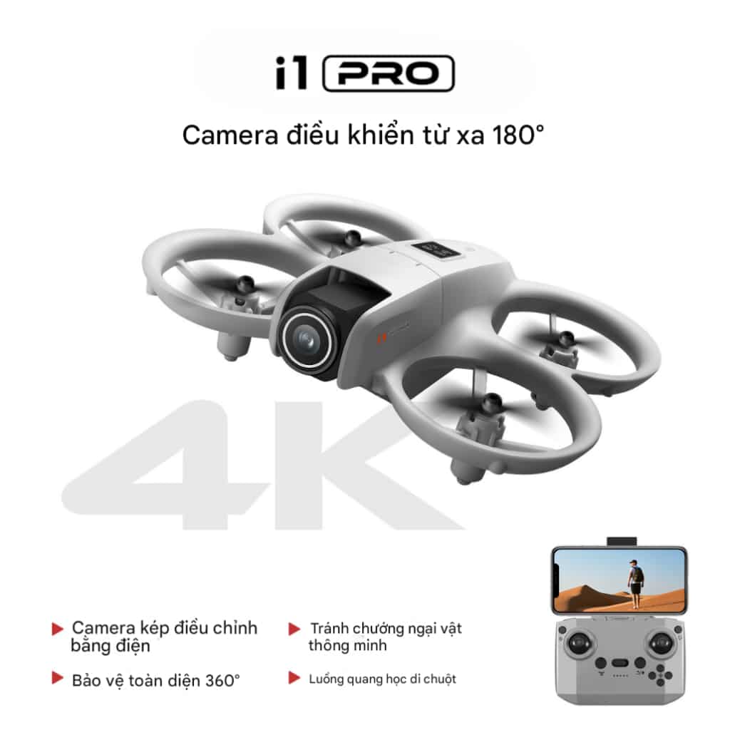 Flycam I1 Pro Camera 4K Xoay 180° Cảm Biến Tránh Vật Cản 4 Hướng
