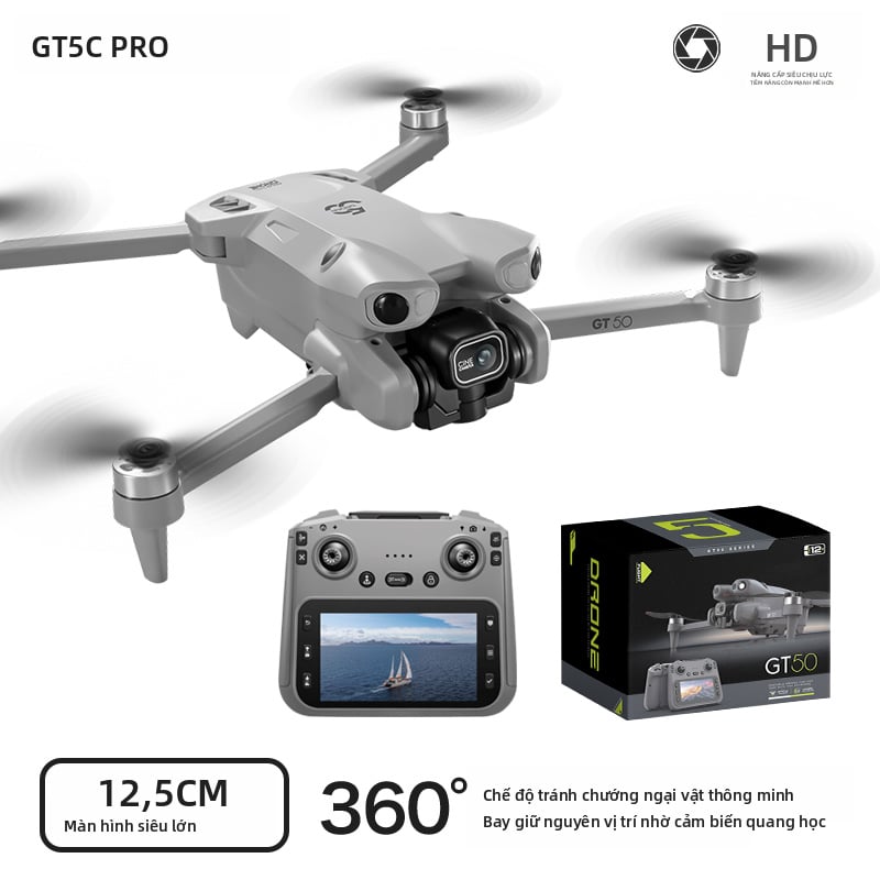Flycam GT50 Pro Màn Hình 12.5cm Camera Kép HD Tránh Vật Cản 360°