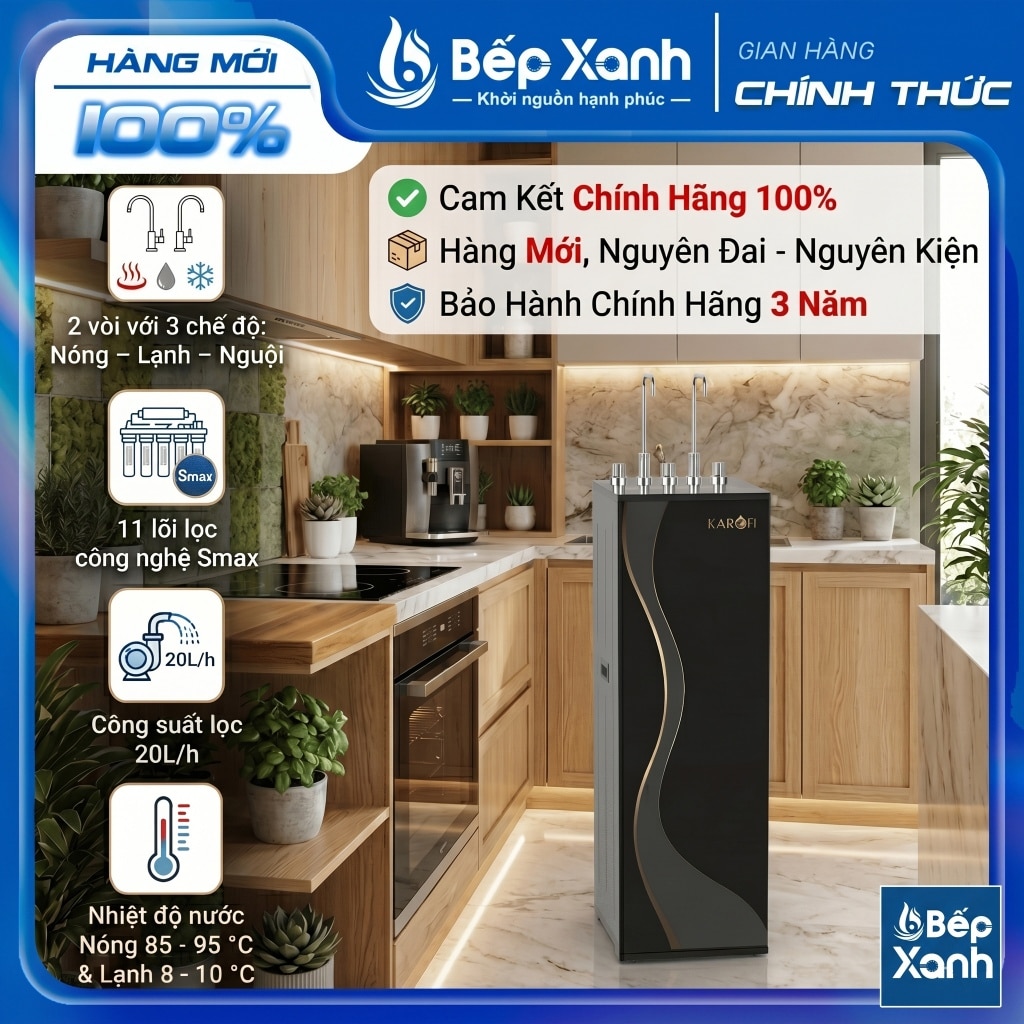 Máy lọc nước nóng lạnh Karofi KAD-D66S PRO 11 lõi Smax