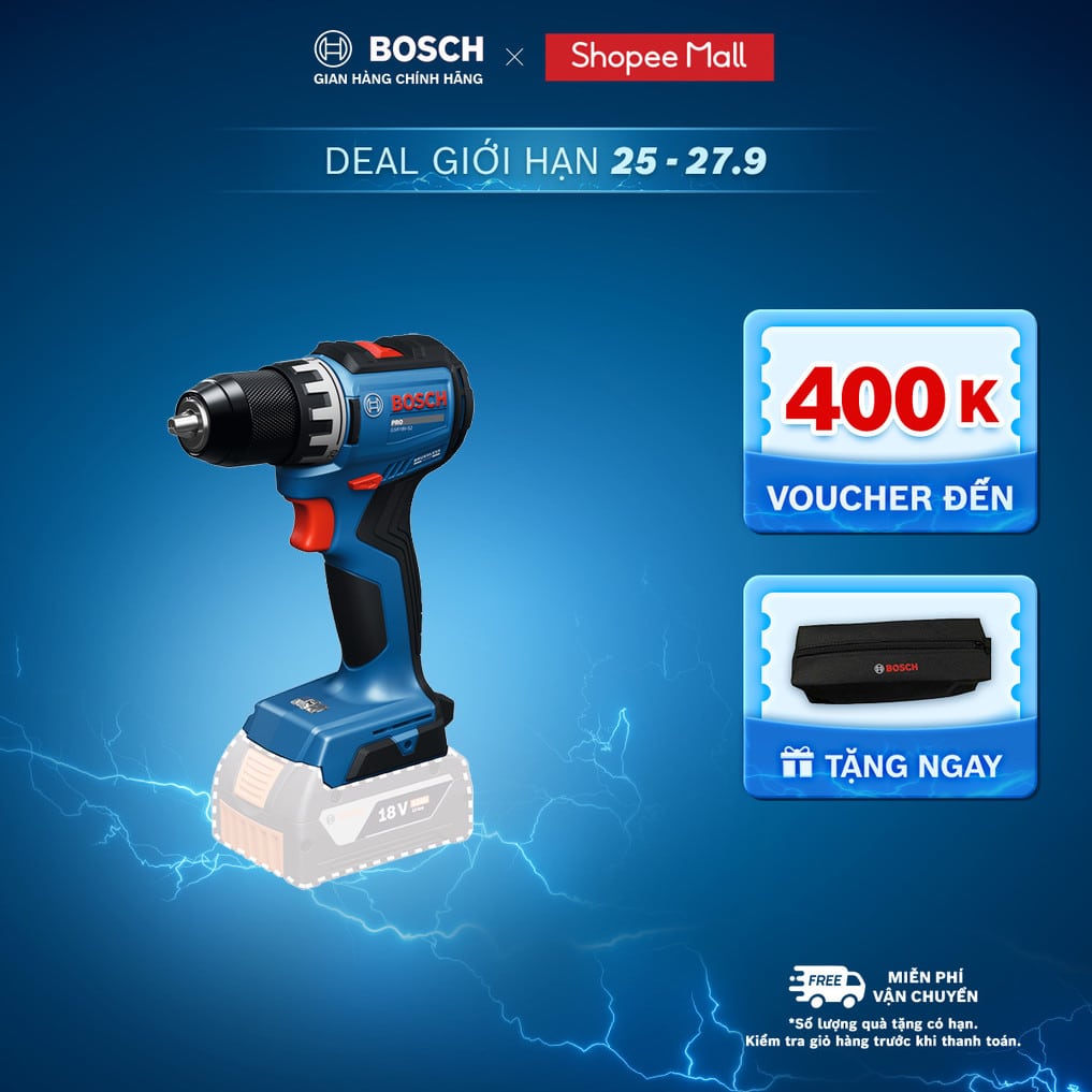 Máy khoan búa vặn vít pin Bosch GSB 18V-52 không chổi than