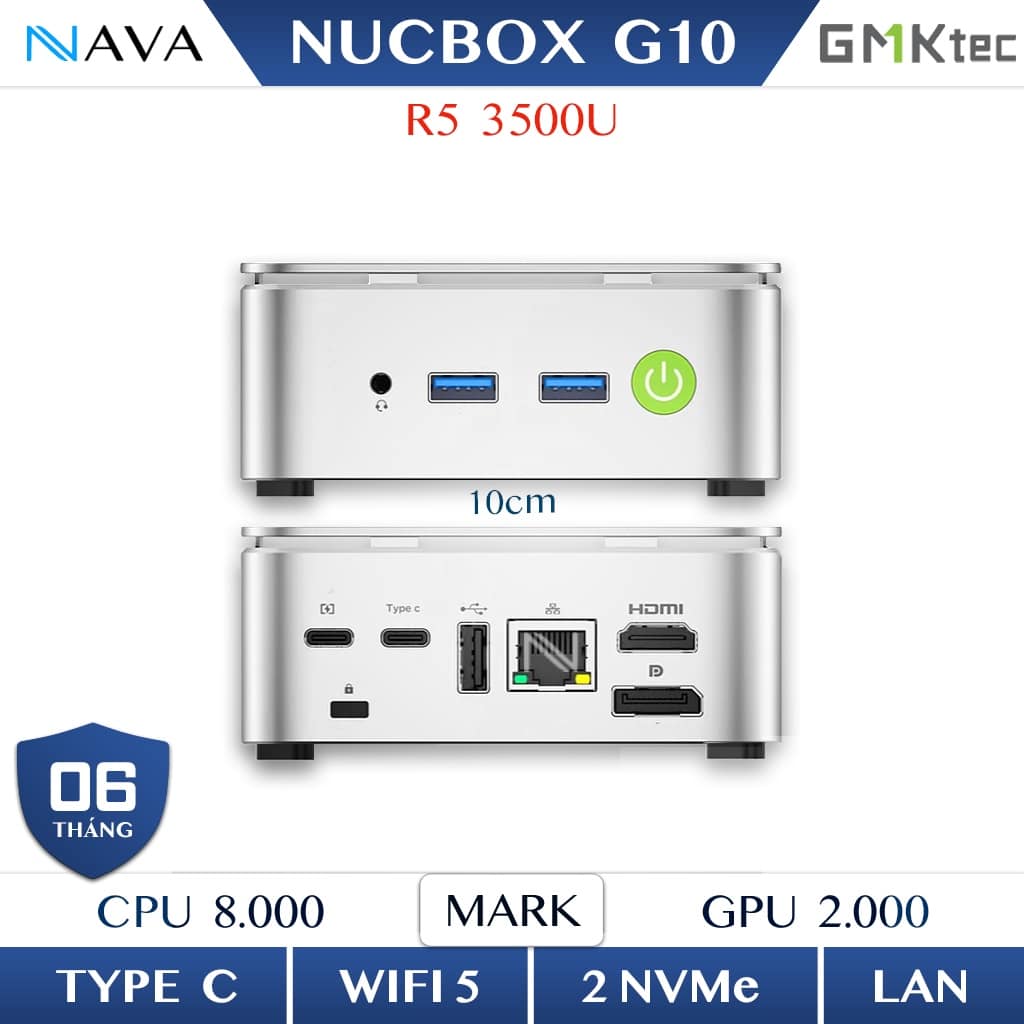 Mini PC GMKtec NucBox G10 Ryzen 5 3500U 3 màn hình LAN 2.5G