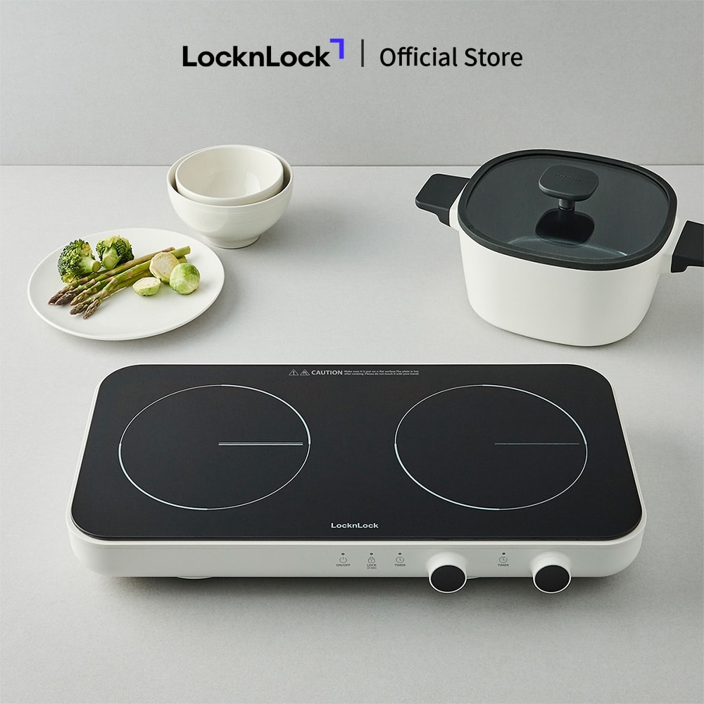 Bếp Điện Từ Đôi LocknLock Square Double Induction EJI326WHT