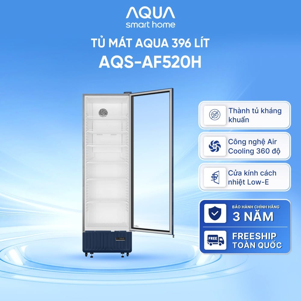 Tủ mát AQUA AQS-AF520H 396 lít làm lạnh 360 độ