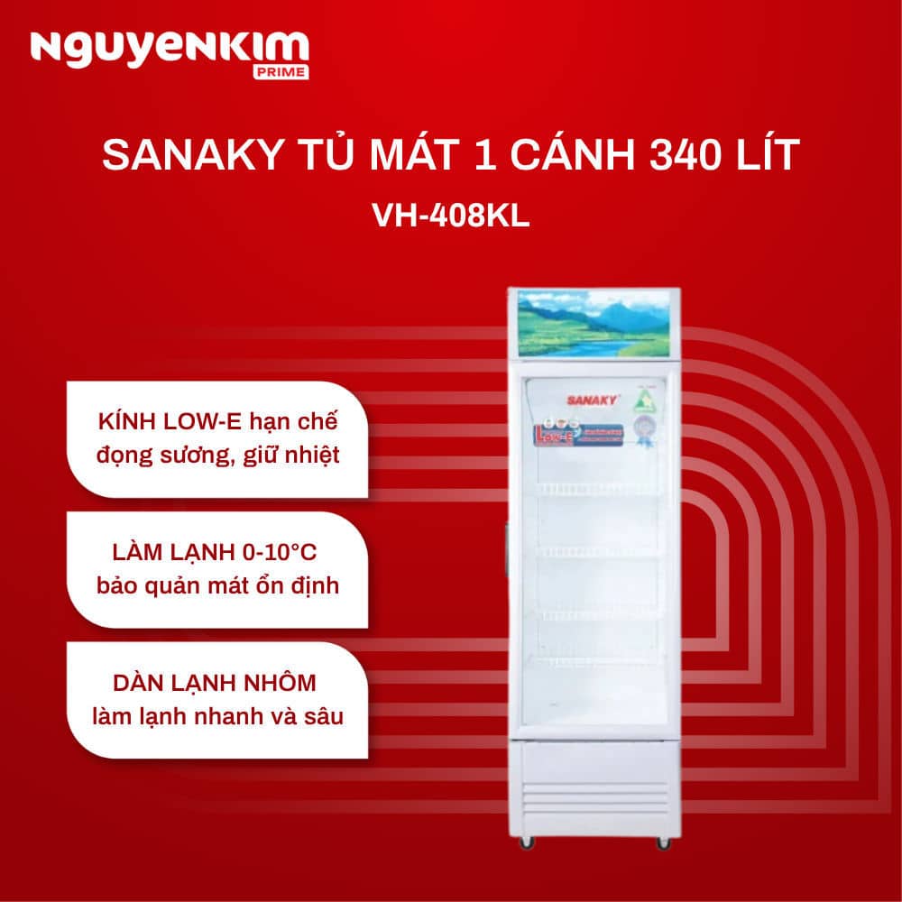 Tủ mát Sanaky VH-408KL 340 lít cửa kính