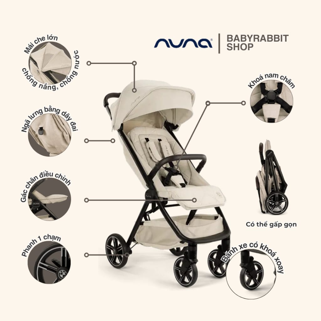 Xe đẩy du lịch gấp gọn Nuna TRVL LX BMW Limited cho bé sơ sinh đến 22kg