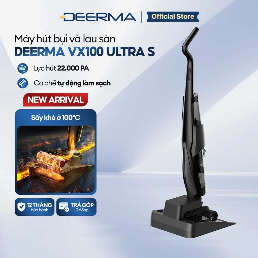 Deerma - Deerma VX100 Ultra S Máy hút bụi lau sàn - Lực hút 22.000Pa - Tự làm sạch & sấy khô
