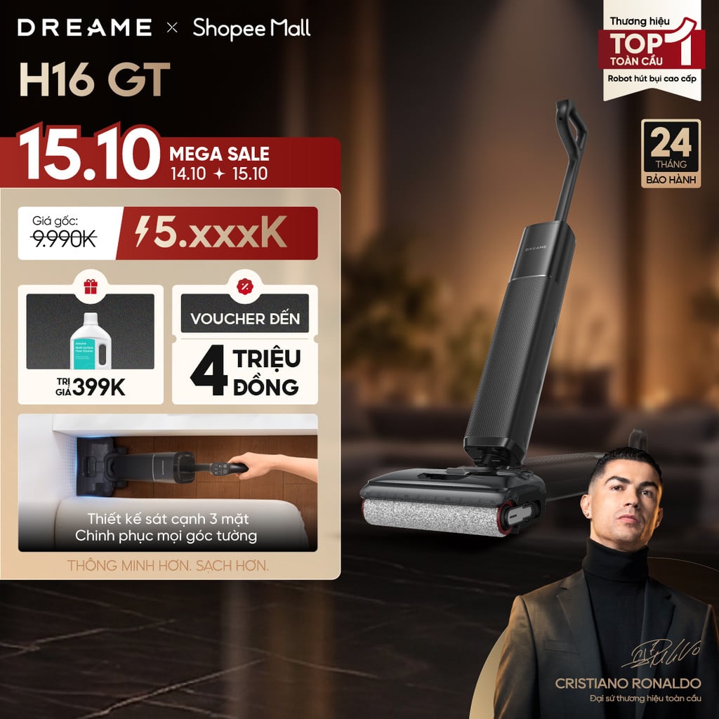 Dreame - Dreame H16 GT Máy hút bụi lau sàn không dây - Giặt sấy nóng 90°C - Lực hút 23.000Pa