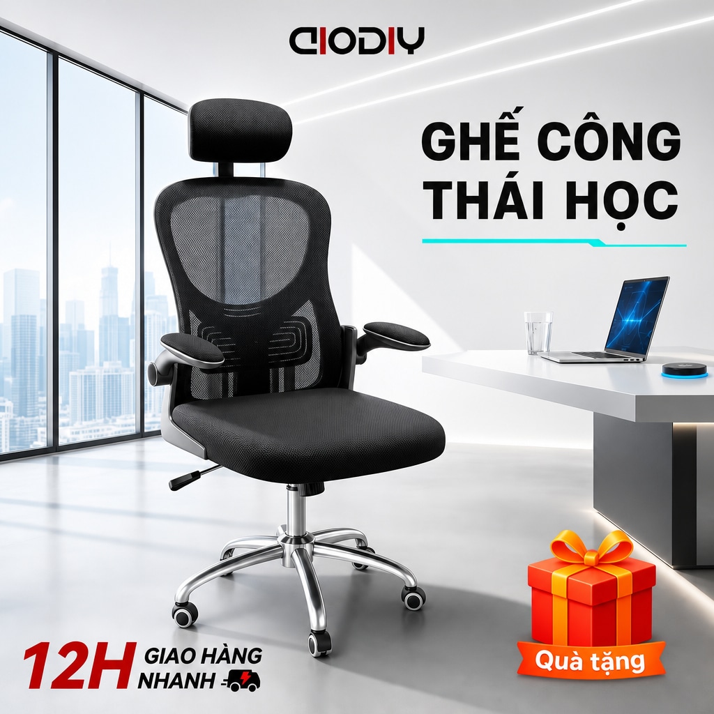 Ghế Công Thái Học Gaming AIODIY Xoay 360° Tựa Đầu Điều Chỉnh