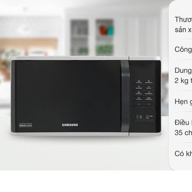 Lò vi sóng Samsung MS23K3513AS 23 lít 800W men kháng khuẩn điều khiển điện tử