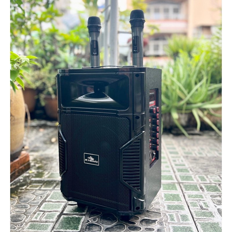 Loa Kéo Karaoke Kiomic K108 Thùng Gỗ Bluetooth 5.0 Kèm Micro Không Dây