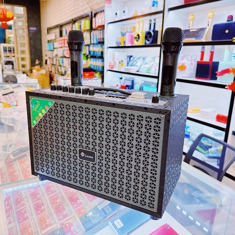 Loa Kéo Xách Tay Karaoke LEONG L-111 100W Bass Mạnh Bluetooth Tặng Micro