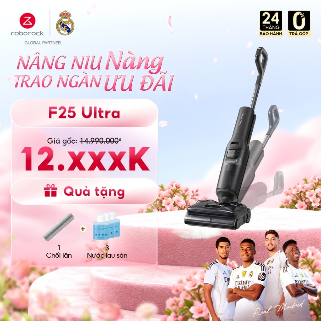 Roborock - Roborock F25 Ultra Máy hút bụi lau sàn hơi nước nóng - Lực hút 22.000Pa - BH 24 tháng