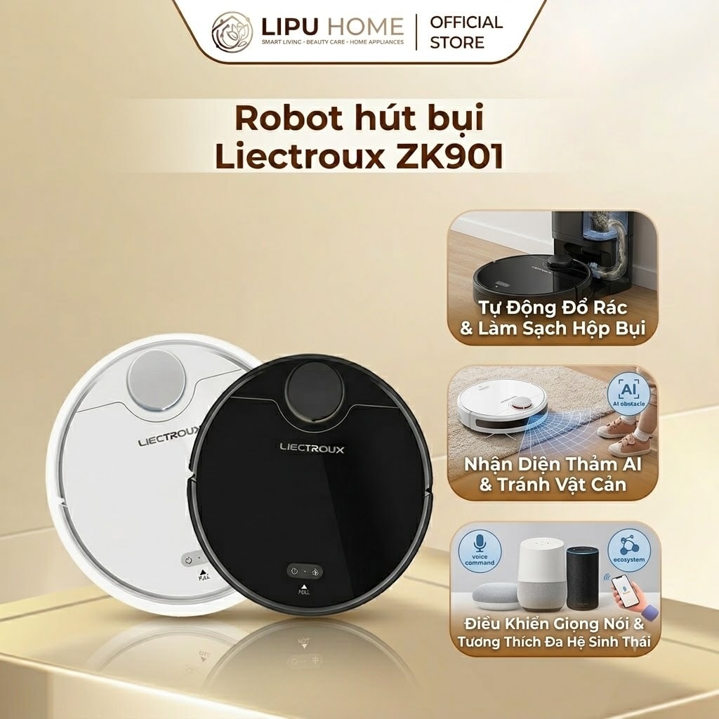 Robot hút bụi lau nhà Liectroux ZK901 (hộp nước và hộp bụi lớn)