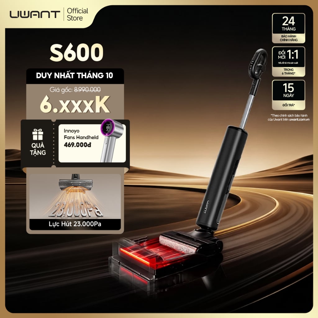 UWANT - UWANT S600 Máy hút bụi lau sàn khô ướt - Lực hút 23.000Pa - Công nghệ Z chống rối tóc